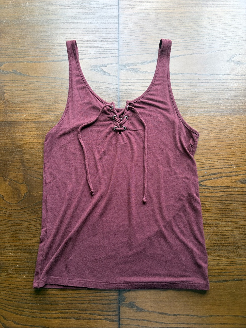 American Eagle Burgundy Lace-Up Tank Top